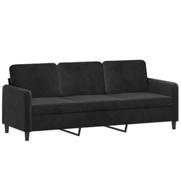 Vidaxl Kavč trosed črn 180 cm žamet