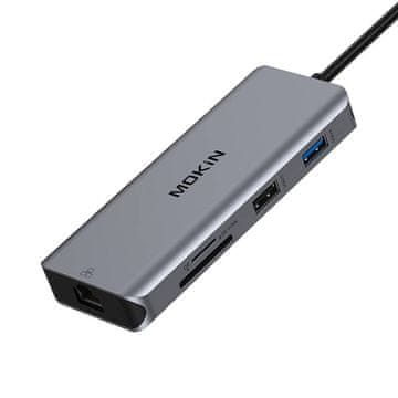 slomart Priključna postaja mokin 9v1 usb-c do 2x usb 3.0 + usb 2.0 + 2x hdmi + sd/tf + rj45 + pd (srebrna)