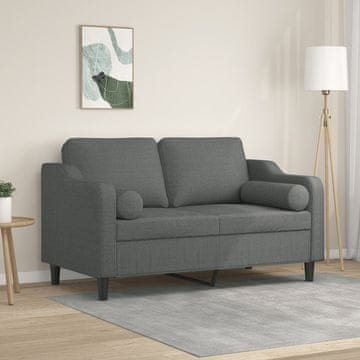Vidaxl vidaXL Dvosed z blazinami, temno siv, 120 cm, blago