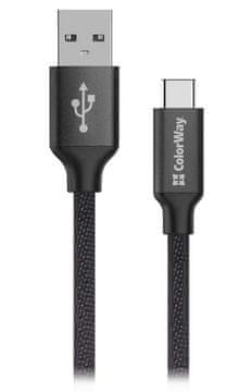 ColorWay Podatkovni kabel USB/ USB-C / 2,4A/ 2 m/ črn