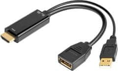 PremiumCord Adapter HDMI na DisplayPort moški/ženski z napajalnikom USB