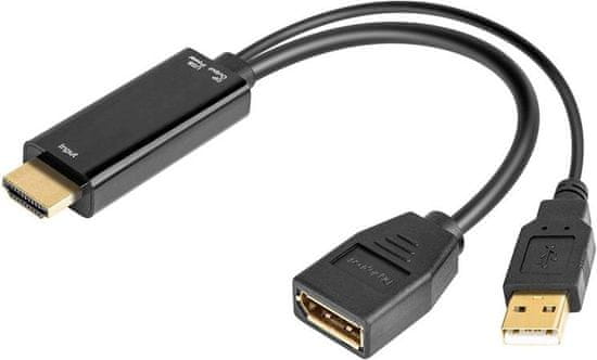 PremiumCord Adapter HDMI na DisplayPort moški/ženski z napajalnikom USB