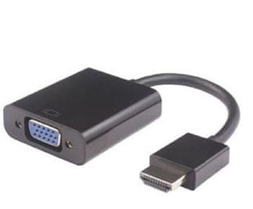 PremiumCord Pretvornik HDMI v VGA s 3,5-milimetrskim stereo priključkom - črn