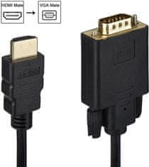 PremiumCord Kabel s pretvornikom HDMI v VGA, dolžina kabla 2 m