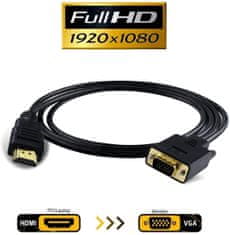 PremiumCord Kabel s pretvornikom HDMI v VGA, dolžina kabla 2 m