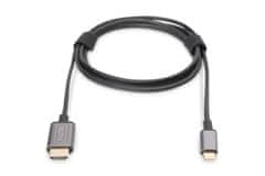Digitus Kabelski adapter USB-C do HDMI, 1,8 m 4K/30 Hz, črn, kovinski pokrov