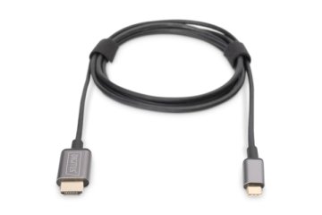 Digitus Kabelski adapter USB-C do HDMI, 1,8 m 4K/30 Hz, črn, kovinski pokrov