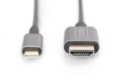 Digitus Kabelski adapter USB-C do HDMI, 1,8 m 4K/30 Hz, črn, kovinski pokrov