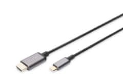Digitus Kabelski adapter USB-C do HDMI, 1,8 m 4K/30 Hz, črn, kovinski pokrov