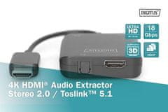 Digitus 4K HDMI Audio Extractor za HDMI / Stereo 2.0 / Toslink 5.1
