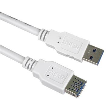 PremiumCord Podaljševalni kabel USB 3.0 Super-speed 5Gbps A-A, MF, 9-pinski, 1 m, bele barve
