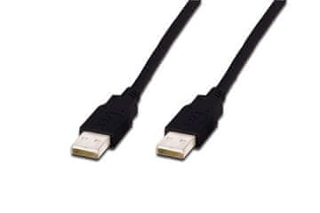 Digitus USB kabel A/vzorec do A/vzorec, črn, bakren, 1 m