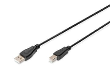 Digitus USB kabel A/samec do B/samec, 2x zaščiten, črn, 1,8 m