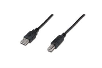 Digitus Priključni kabel USB 2.0, tip A - B M/M, 5,0 m, črn