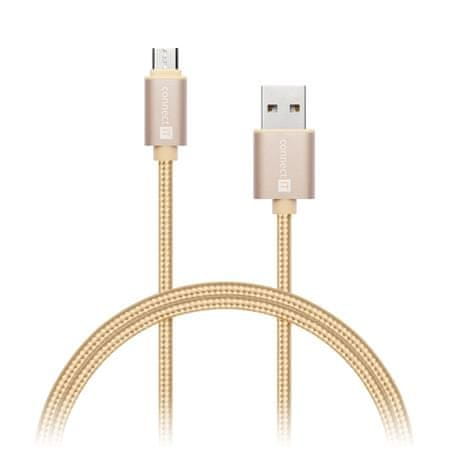 Connect IT Wirez Premium Metallic micro USB - USB, zlat, 1 m