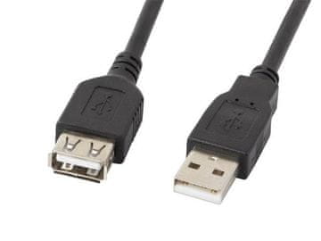 Lanberg USB-A M/F 2.0 kabel 0,7 m, črn