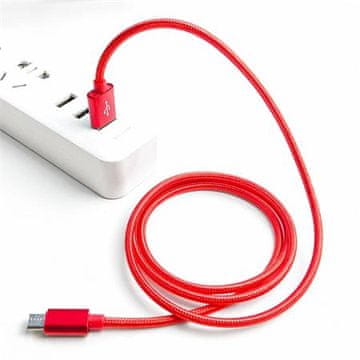 Crono kabel USB 2.0/ USB A moški - microUSB moški, 1,0 m, rdeč, premium
