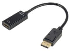 XtendLan DisplayPort (M) na HDMI (F) adapter, 15 cm, črn, za 4k