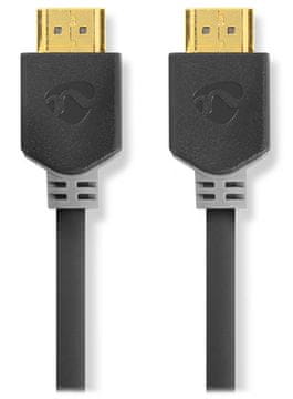 Nedis Hitri kabel HDMI 2.0 z ethernetom/ 4K@60Hz/ pozlačeni priključki HDMI-HDMI/ antracit/ škatla/ 10 m