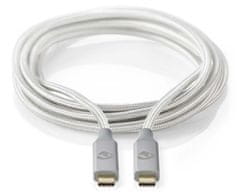 Nedis PROFIGOLD Kabel USB-C/USB 3.2 Gen 2x2/ Vtič USB-C - Vtič USB-C/ najlon/ srebrn/ škatla/ 2 m