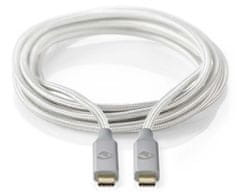 Nedis PROFIGOLD Kabel USB-C/USB 3.2 Gen 2x2/ Vtič USB-C - Vtič USB-C/ najlon/ srebrn/ škatla/ 1m
