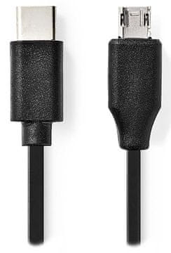 Nedis Kabel USB 2.0/ vtič USB-C - vtič USB micro-B/ črn/ v razsutem stanju/ 1 m