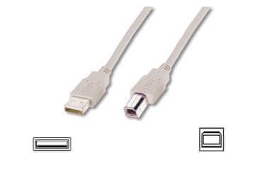 Digitus USB 2.0 priključni kabel, tip A - B M/M, 1,0 m, siv