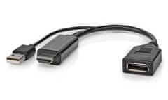 Nedis adapterski kabel DisplayPort na HDMI/ vtič DisplayPort v vtičnico HDMI/ napajalnik USB/ 20 cm/ črn