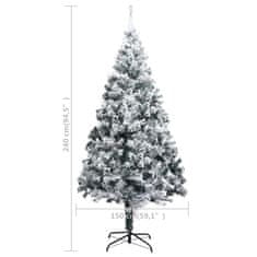 Vidaxl Umetna novoletna jelka s snegom zelena 240 cm PVC