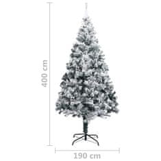 Vidaxl Umetna novoletna jelka s snegom zelena 400 cm PVC