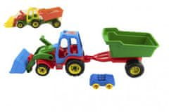 Teddies Traktorski nakladalec s kolesnim nakladalcem in avtomobilom iz plastike 64cm - mešanica barv