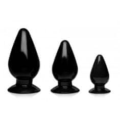 Master Series Set treh analnih čepov stožci, črni