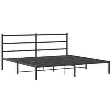 Vidaxl Kovinski posteljni okvir z vzglavjem črn 193x203 cm