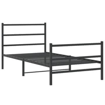 Vidaxl Kovinski posteljni okvir z vzglavjem in vznožjem črn 100x200 cm