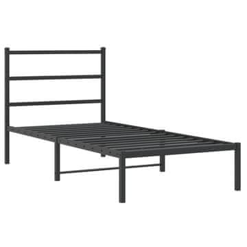 Vidaxl Kovinski posteljni okvir z vzglavjem črn 90x200 cm