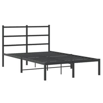 Vidaxl Kovinski posteljni okvir z vzglavjem črn 120x190 cm