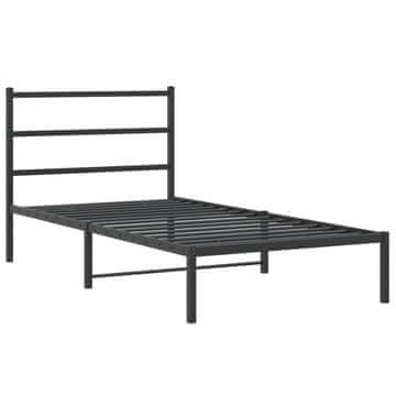 Vidaxl Kovinski posteljni okvir z vzglavjem črn 107x203 cm