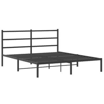 Vidaxl Kovinski posteljni okvir z vzglavjem črn 160x200 cm