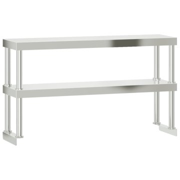 Vidaxl Polica za delovno mizo 2-nadstropna 120x30x35 cm nerj. jeklo