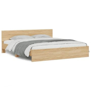 Vidaxl Posteljni okvir z vzglavjem sonoma hrast 180x200 cm