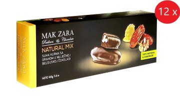 AKCIJA plus MAK ZARA suhi DATELJ z orehom v mlečni belgijski čokoladi, 12x 160g