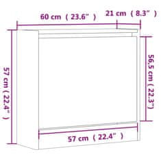 Vidaxl Omarica za čevlje sonoma hrast 60x21x57 cm inženirski les