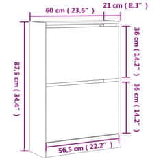 Vidaxl Omarica za čevlje sonoma hrast 60x21x87,5 cm inženirski les