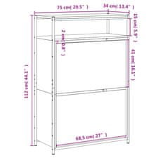 Vidaxl Omarica za čevlje rjavi hrast 75x34x112 cm inženirski les