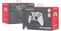 Genesis Mangan 300 žični igralni plošček, Windows/Android/Nintendo, torbica, bel