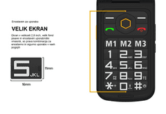 AGM M8 (4G) DS odporni preklopni telefon na tipke, črn