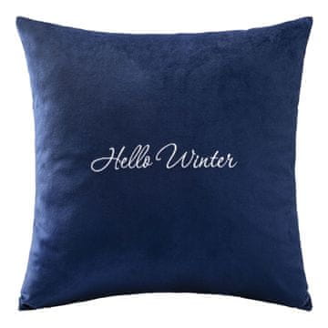 Darymex Dekorativna prevleka za vzglavnik 43x43 iz mehkega žametnega blaga z vezenim napisom Hello Winter