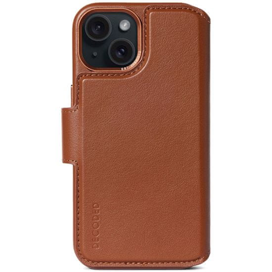 Decoded Leather Detachable Wallet, tan - iPhone 15