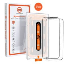 Mobile-origin Orange Screen Guard iPhone 15 Plus with easy applicator, 2 pack