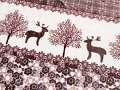 Ljubki dom Rjava božična mikropliš deka s severnim jelenom, 150x200 cm